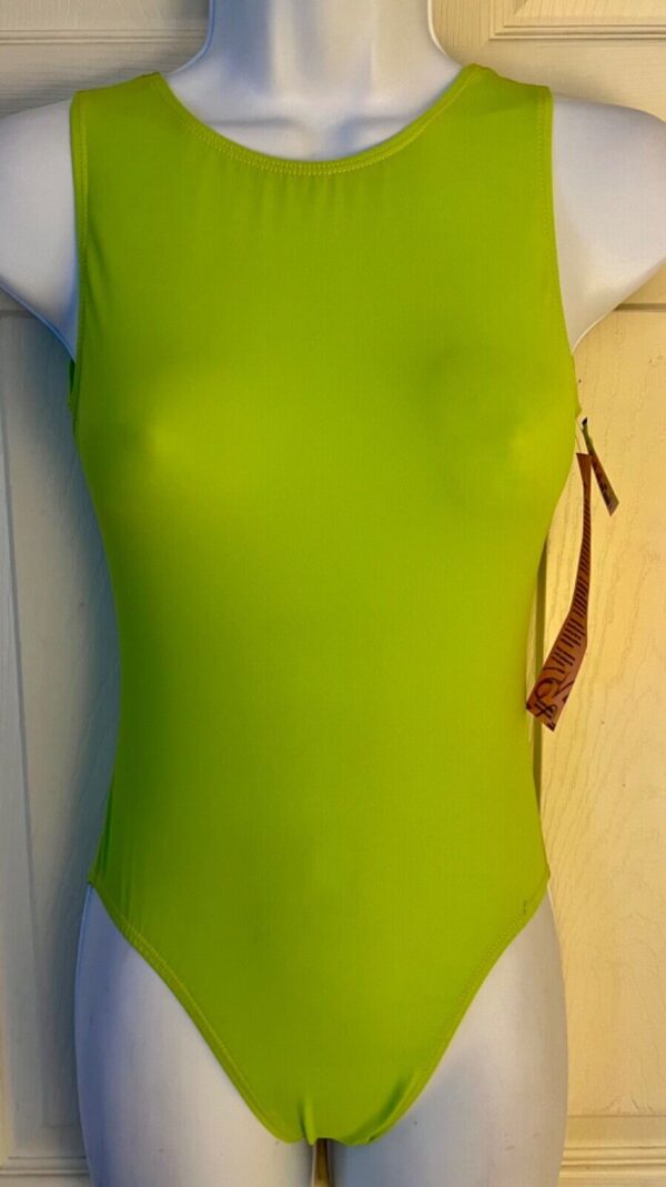 GK BASIC ADULT X-SMALL LEMON LIME NYLON/SPAN GYMNASTIC DANCE TANK LEOTARD Sz AXS