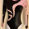 GK LgS BLACK SHIMMER ADULT SMALL PINK FOIL GYMNASTICS DANCE CHEER LEOTARD Sz AS