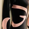 GK LgS BLACK SHIMMER ADULT SMALL PINK FOIL GYMNASTICS DANCE CHEER LEOTARD Sz AS - Image 4