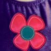 GK ICE FIGURE SKATE GIRLS SMALL SSLV PURPLE VELVET FLOWER APPLIQUÃ‰ DRESS Sz CS - Image 2