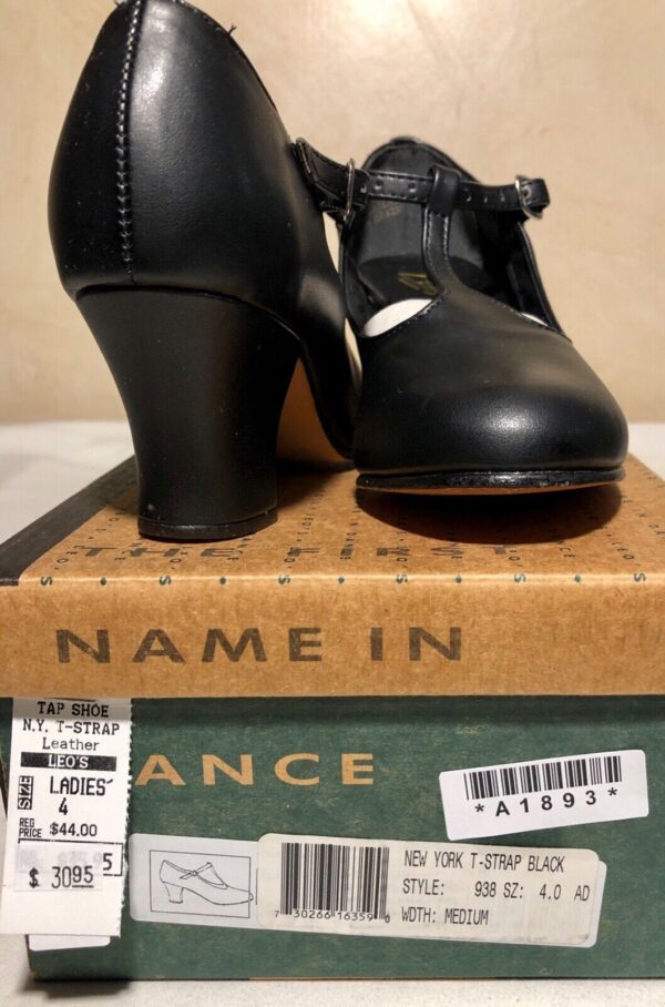 NIB Was $44.00! LEOâ€™S NEW YORK T-STRAP LEATHER #938 TAP SHOES BLACK LADIES 4 M - Image 2