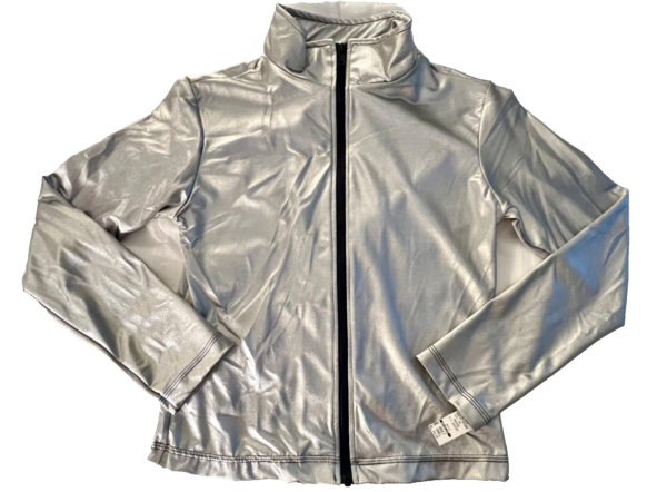 GK WARM UP JACKET ADULT SMALL SILVER METALLIC ZIP FRONT GYMNASTICS DANCE CHEER S - Image 7