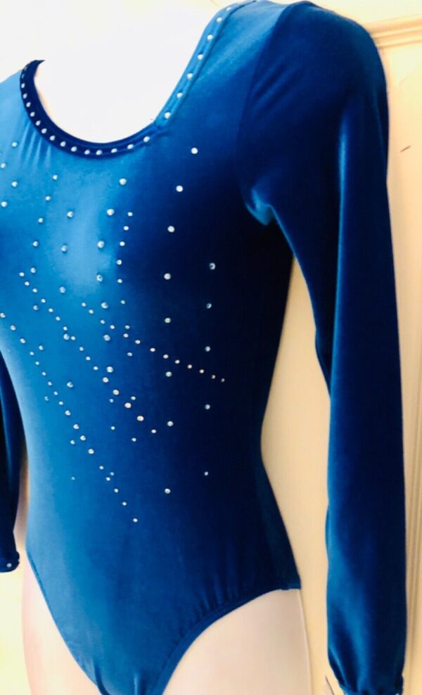 GK OCEAN VELVET ADULT SMALL Lg SLV JA CRYSTAL JA GYMNASTIC DANCE LEOTARD Sz AS - Image 5