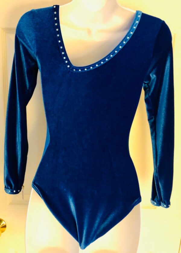 GK OCEAN VELVET ADULT SMALL Lg SLV JA CRYSTAL JA GYMNASTIC DANCE LEOTARD Sz AS - Image 7