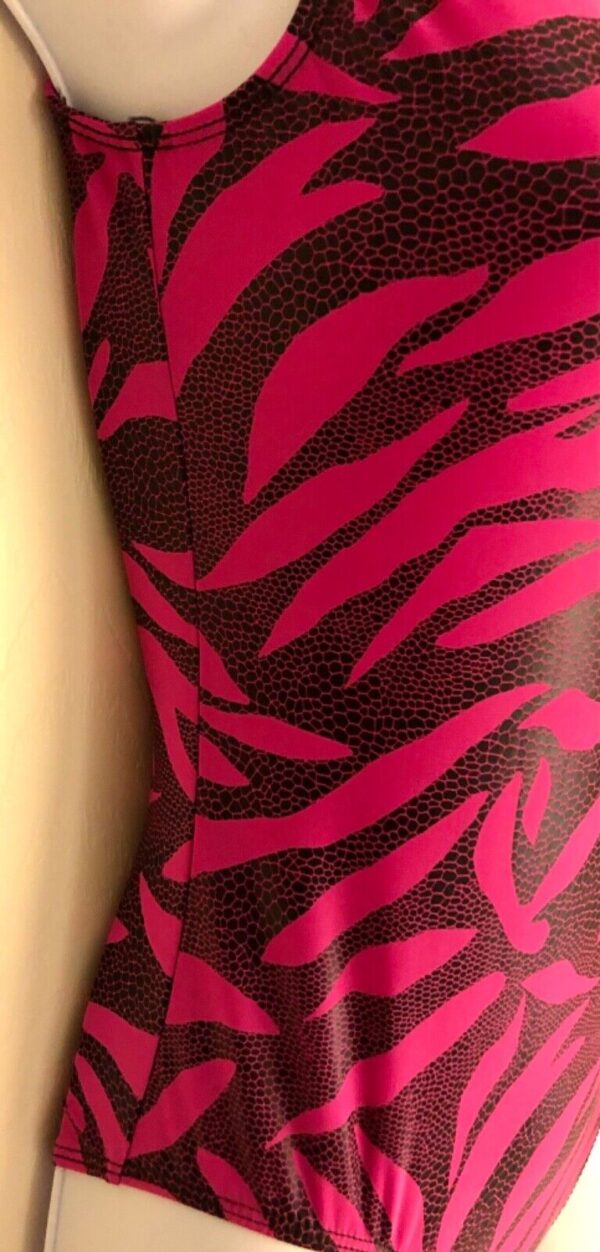 GK HOT PINK ZEBRA ADULT X-SMALL N/S FOIL PRINT GYMNASTICS DANCE TANK LEOTARD AXS - Image 3