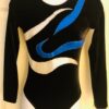 GK LgSLV LADIES SMALL BLACK VELVET BLUE WHITE FOIL GYMNASTIC DANCE LEOTARD Sz AS