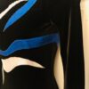 GK LgSLV LADIES SMALL BLACK VELVET BLUE WHITE FOIL GYMNASTIC DANCE LEOTARD Sz AS - Image 3