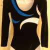 GK LgSLV LADIES SMALL BLACK VELVET BLUE WHITE FOIL GYMNASTIC DANCE LEOTARD Sz AS - Image 4