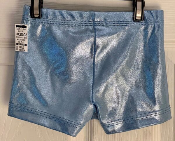 CHEER GK CHILD MEDIUM Lt BLUE MYSTIQUE MICRO MINI WORKOUT DANCE SHORTS Sz CM NWT - Image 4