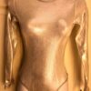 GK LgSLV LADIES SMALL WHITE MYSTIQUE BLACK STITCH GYMNASTIC DANCE LEOTARD Sz AS