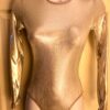 GK LgSLV LADIES SMALL WHITE MYSTIQUE RED STITCH GYMNASTICS DANCE LEOTARD Sz AS