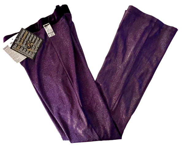 GK DANCE JAZZ LADIES MEDIUM PURPLE VELVET WAISTBAND PURPLE TWILIGHT PANTS SZ M