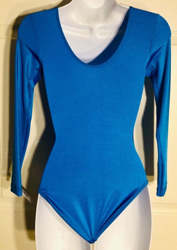 GK Elite LADIES X-SMALL BASIC LgSLV ROYAL N/S GYMNASTIC DANCE LEOTARD Sz AXS NWT - Image 2