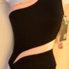 GK DANCE LADIES X-SMALL ASYM BLACK MICROFIVER PINK VELVET JAZZ LEOTARD Sz AXS