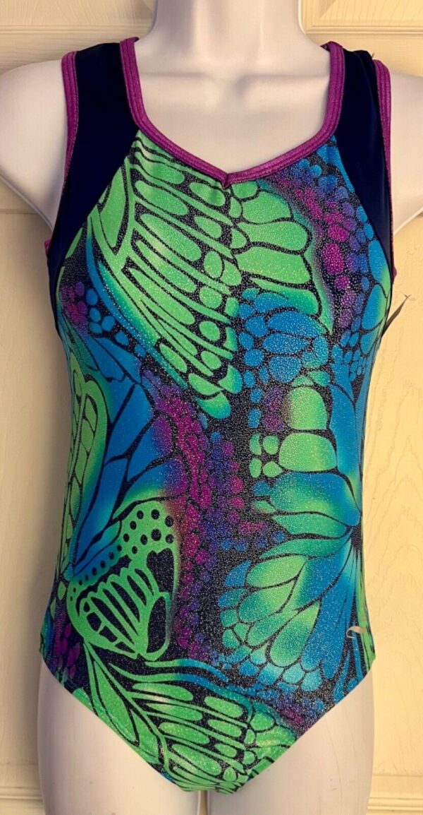 GK DREAMLIGHT LADIES LARGE SEA BLUE GREEN SUBFUSE GYMNASTIC DANCE LEOTARD SZ L