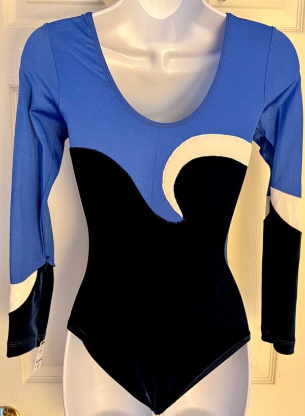 GK LgSLV LADIES SMALL BLUE NYLON/SPANDEX VELVET GYMNASTICS DANCE LEOTARD Sz AS - Image 6