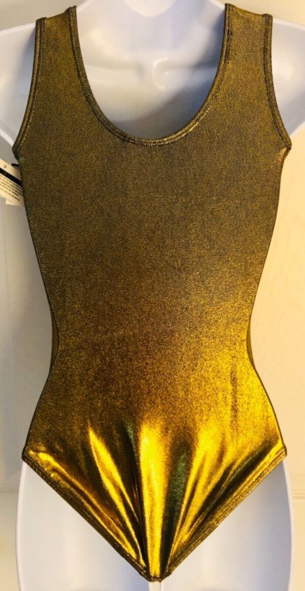 GK Elite GOLD MYSTIQUE ADULT SMALL GYMNASTICS DANCE WORKOUT TANK LEOTARD AS NWT - Image 4