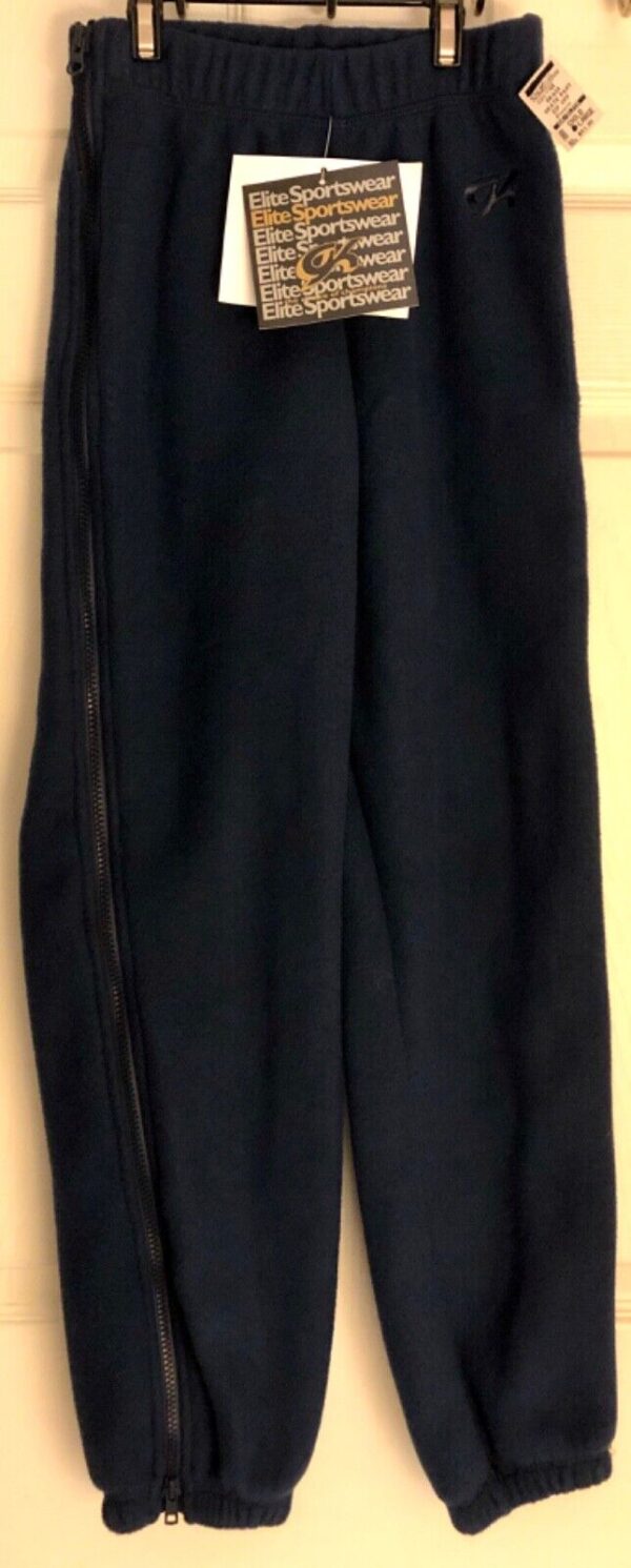 GK WARM UP CHILD LARGE NAVY POLYESTER FLEECE SIDE ZIP OFF ICE SKATE PANTS CL NWT