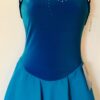 GK ICE SKATE DANCE DRESS ADULT SMALL BLUE IRIDESCENT HALTER VELVET JA AS NWT!