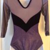 GK 3/4SLV ADULT SMALL PURPLE GLITTER VELVET MESH GYMNASTICS DANCE LEOTARD Sz AS - Image 5