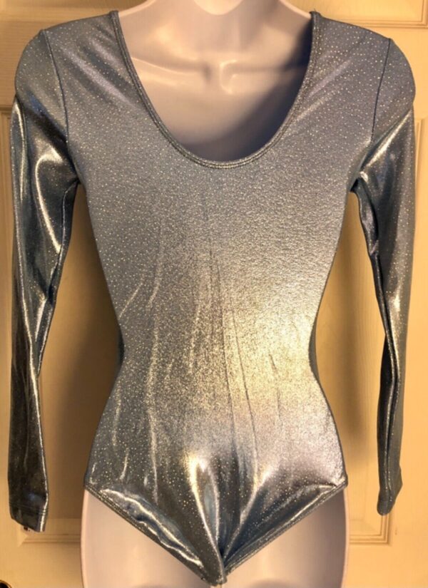 GK LONG SLEEVE LADIES AQUA JEWELS HOLOGRAM GYMNASTICS DANCE LEOTARD Sz AS NWT! - Image 5