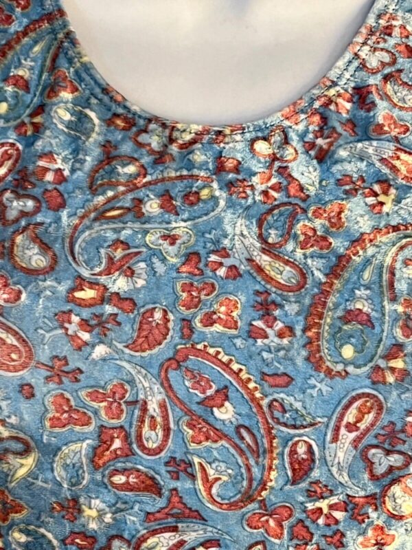 GK ADULT X-LARGE PAISLEY BLUE & NAVY VELVET GYMNASTIC DANCE TANK LEOTARD SZ XL - Image 3