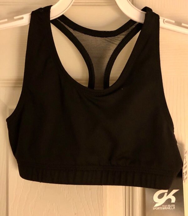 GK CHEER SPORT TOP CHILD MEDIUM BLACK SYLKTECH BLACK MESH CHEER DANCE CM NWT! - Image 3