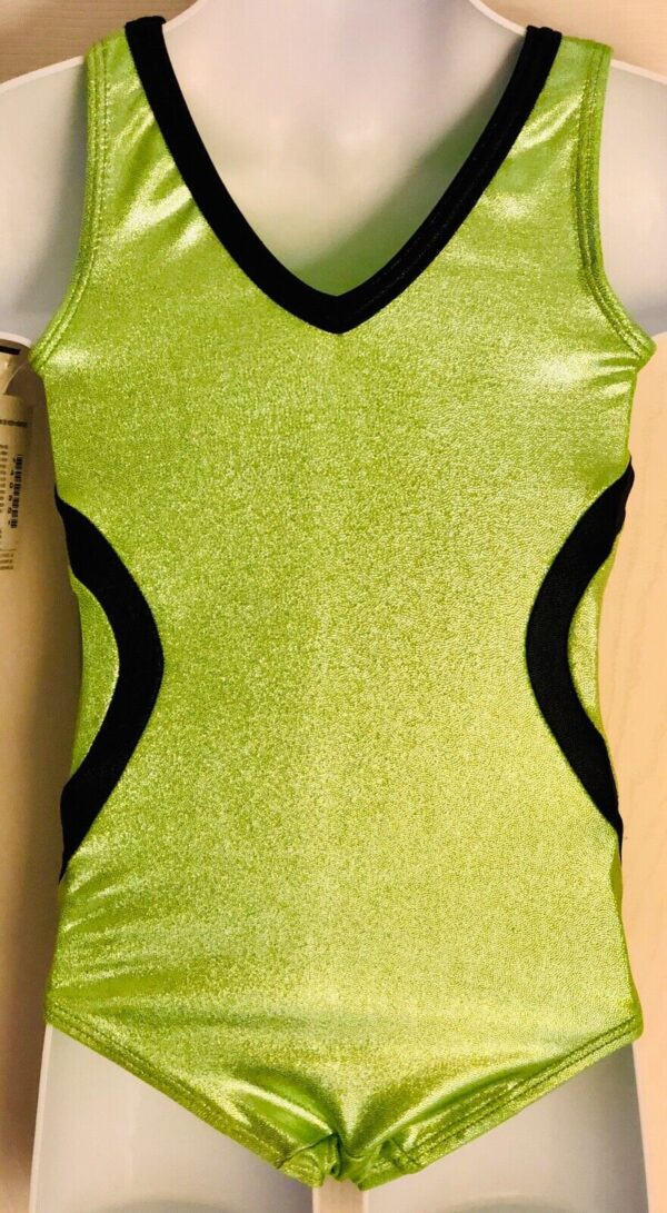 ADIDAS TANK GK LEOTARD CHILD X-SMALL NEON LIME BLACK FOIL GYMNASTIC DANCE CXS - Image 2