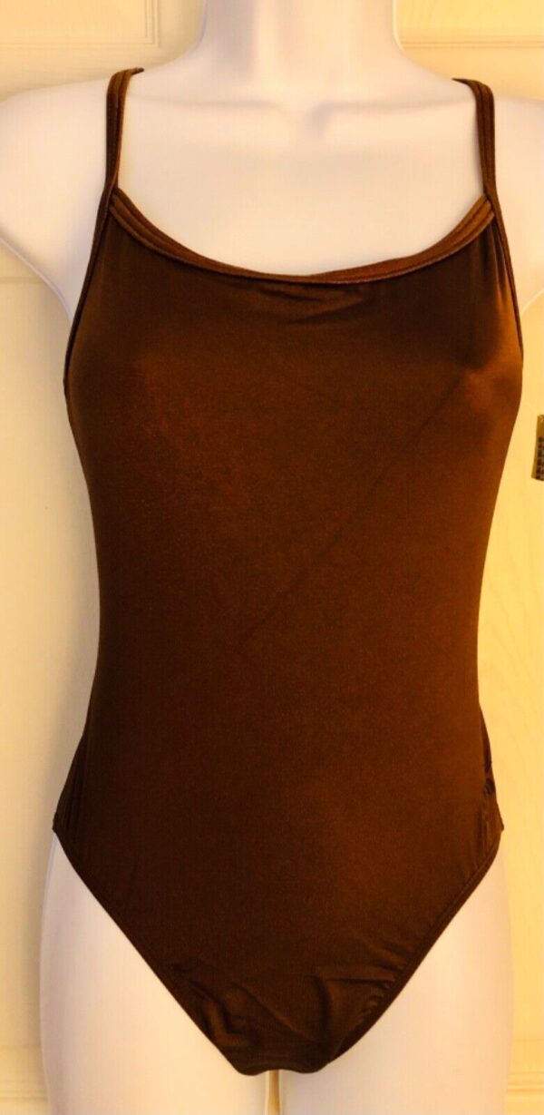 GK ELITE DANCE LADIES LARGE BROWN SYLKTECH CAMISOLE JAZZ BALLET LEOTARD Sz AL