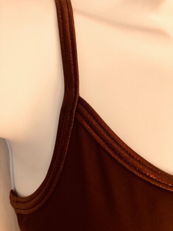 GK ELITE DANCE LADIES LARGE BROWN SYLKTECH CAMISOLE JAZZ BALLET LEOTARD Sz AL - Image 2