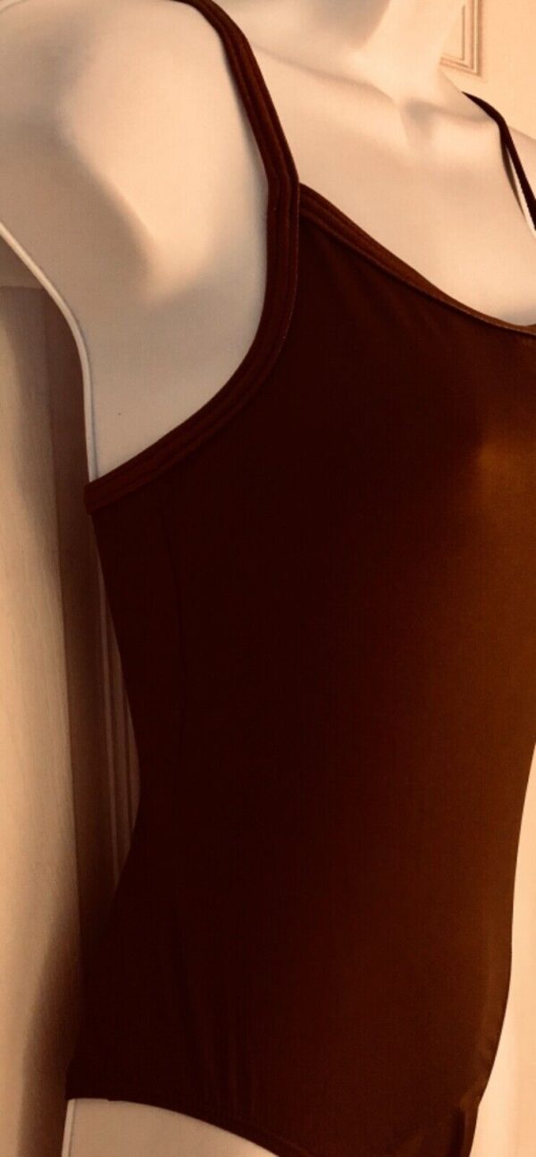 GK ELITE DANCE LADIES LARGE BROWN SYLKTECH CAMISOLE JAZZ BALLET LEOTARD Sz AL - Image 3