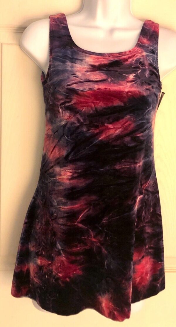 GK VELVET TIE-DYE PRINT ICE FIGURE SKATE LADIES SMALL SLVLS A-LINE DRESS  Sz AS