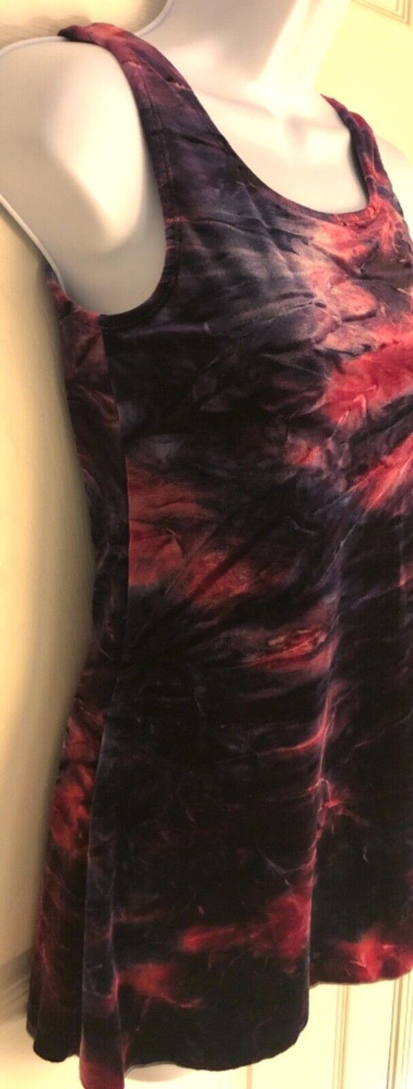 GK VELVET TIE-DYE PRINT ICE FIGURE SKATE LADIES SMALL SLVLS A-LINE DRESS  Sz AS - Image 3