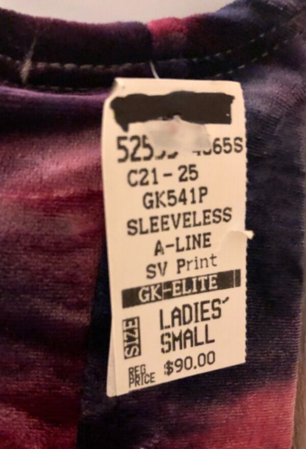 GK VELVET TIE-DYE PRINT ICE FIGURE SKATE LADIES SMALL SLVLS A-LINE DRESS  Sz AS - Image 6