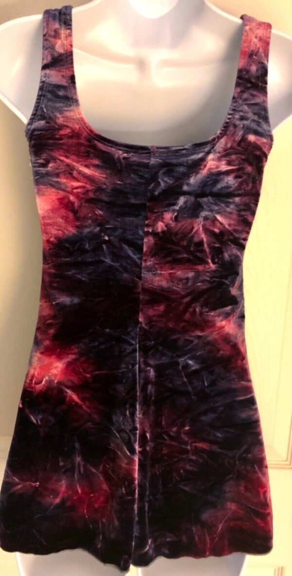 GK VELVET TIE-DYE PRINT ICE FIGURE SKATE LADIES SMALL SLVLS A-LINE DRESS  Sz AS - Image 7