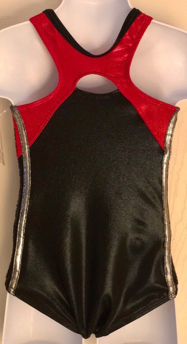 ADIDAS TANK GK LEOTARD CHILD X-SMALL RED BLACK FOIL STRIPES GYMNASTIC DANCE CXS - Image 5