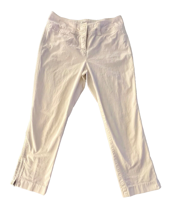 DKNYC Women's Size 6 White Cotton Mid-Rise 4-Pockets Casual Zip Ankle Pants - Image 9