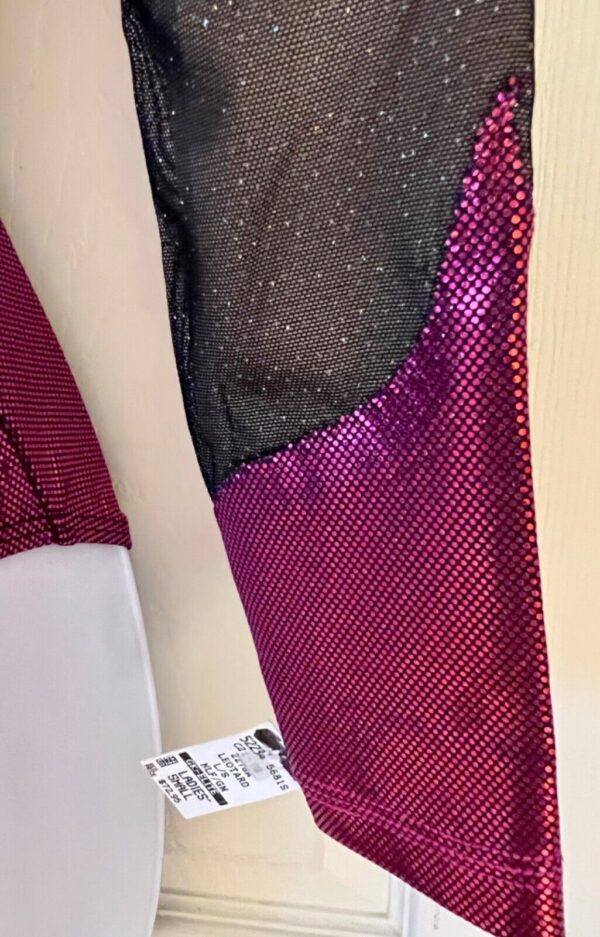 GK LgSLV LADIES SMALL PINK FOIL BLACK GLITTER MESH GYMNASTS DANCE LEOTARD Sz AS - Image 6