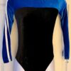 GK LgSLV LADIES SMALL ROYAL & BLACK VELVET WHITE GYMNASTICS DANCE LEOTARD Sz AS