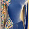 GK ICE SKATE LgSLV ADULT SMALL BLUE VELVET ASYMMETRIC FLORAL PRINT DRESS Sz AS