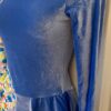 GK ICE SKATE LgSLV ADULT SMALL BLUE VELVET ASYMMETRIC FLORAL PRINT DRESS Sz AS - Image 6