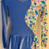 GK ICE SKATE LgSLV ADULT SMALL BLUE VELVET ASYMMETRIC FLORAL PRINT DRESS Sz AS - Image 7