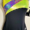 GK BLACK TANK ADULT LARGE CHARADE LIME FOIL SWAR CRYSTALS GYMNASTS LEOTARD Sz AL