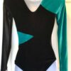 GK LgSLV ADULT SMALL CYPRESS & BLACK SMOOTH VELVET GYMNASTIC DANCE LEOTARD Sz AS - Image 5