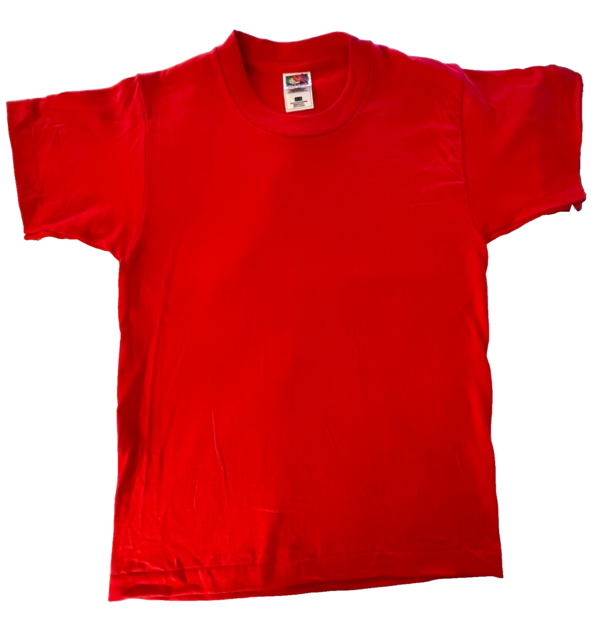 DURABLE CHILD LARGE BLANK SSLV RED COTTON CREW T-SHIRT SZ L (14-16)