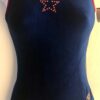 GK ROYAL VELVET TANK LADIES SMALL RED METALLIC STAR GYMNASTICS DANCE LEOTARD AS