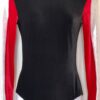 GK LgS BLACK RED VELVET LADIES SMALL WHITE SHIMMER GYMNASTICS DANCE LEOTARD AS