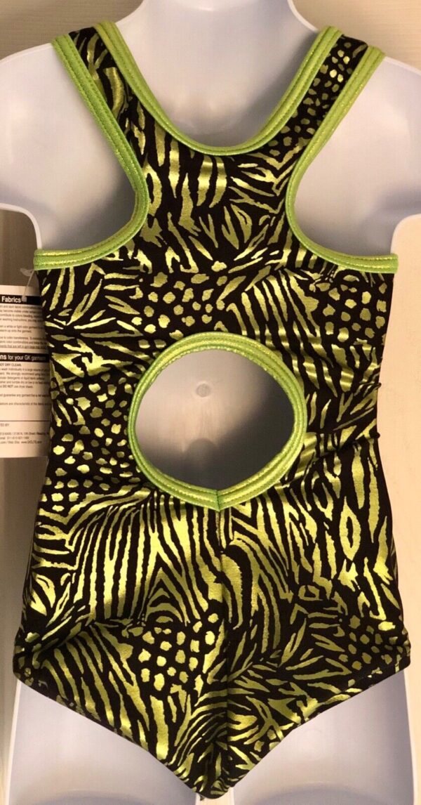 NASTIA LIUKIN LIME FOIL ANIMAL PRINT GK TANK GYMNASTICS LEO Sz CL - Image 2