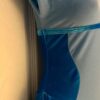 GK FIGURE SKATE ADULT SMALL CAP SLV 2-TONE BLUE VELVET SWIRL STYLE DRESS Sz AS - Image 3