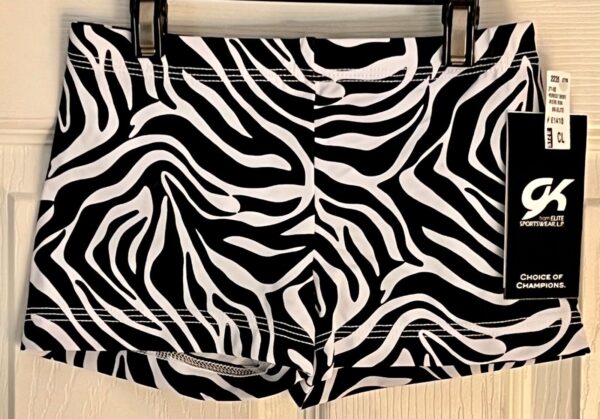 GK ZEBRA STRIPE GIRLS LARGE MICRO MINI WORKOUT N/S CHEER DANCE GYM SHORTS Sz CL - Image 4